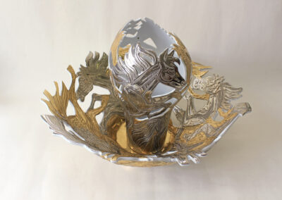 Porcelánový triptych „Arabští hřebci“