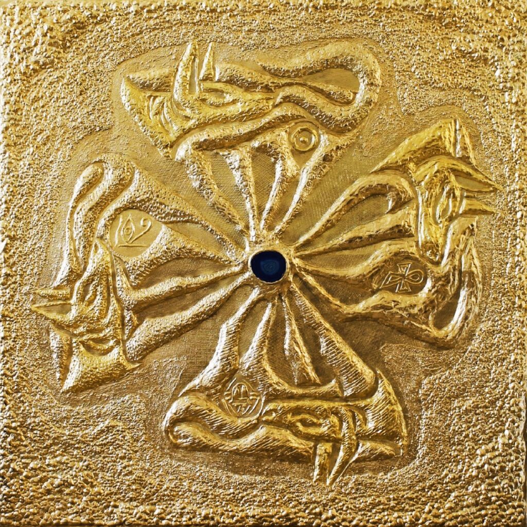 Koloběh Anubise (120 × 120 cm)