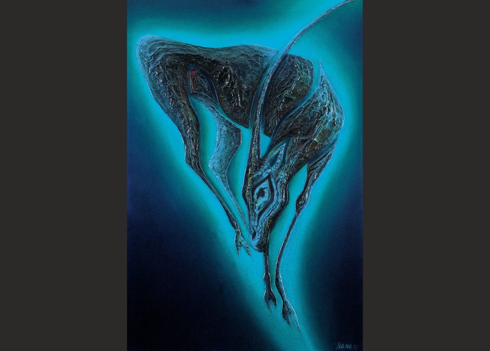 Gepardi v keři, 42x30cm, litografie, 1998